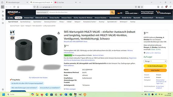Amazon Produktseite SKS Wartungskit MULTI VALVE