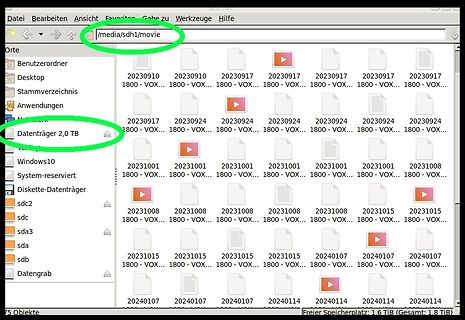 Dateimanager mit Ordnern und Dateien
