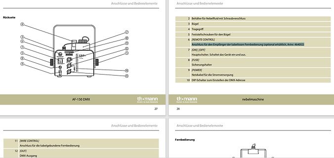 Bedienungsanleitung Anschlüsse und Bedienelemente Nebelmaschine