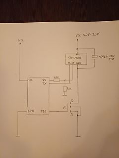 Handgezeichneter Schaltplan mit SIM800L Modul