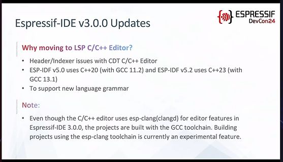 Präsentationsfolie zu Espressif-IDE v3.0.0 Updates
