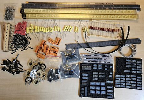 Sammlung verschiedener elektronischer Bauteile