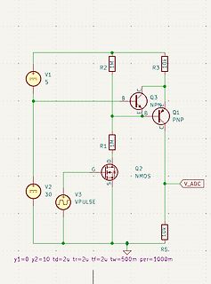 Schaltplan einer Transistor- und MOSFET-Schaltung