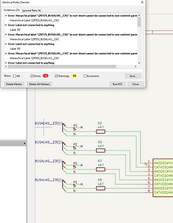 Fehlermeldungen eines Electrical Rules Checkers in einer EDA-Software