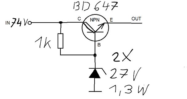 Handgezeichneter Schaltplan mit NPN-Transistor und Diode