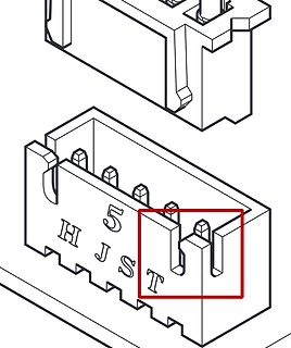 Technische Zeichnung eines JST Steckverbinder-Gehäuses