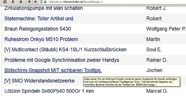 Liste von Forenbeiträgen auf mikrocontroller.net