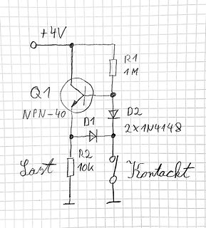 Handgezeichneter Schaltplan mit Transistor und Diode
