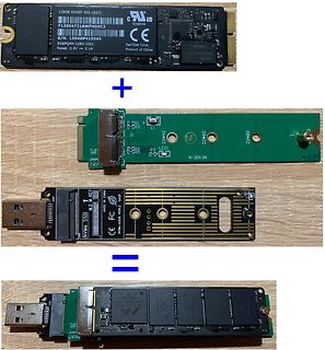 Zusammensetzung einer M.2 SSD zu einem USB-Stick