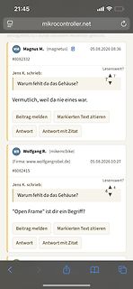 Screenshot eines Forenthreads auf mikrocontroller.net