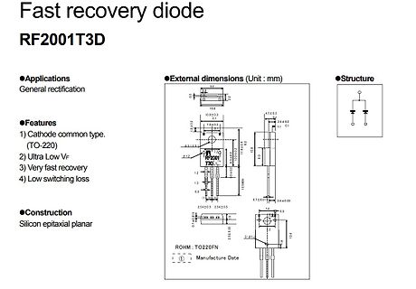 Datenblatt-Ausschnitt einer Fast Recovery Diode RF2001T3D