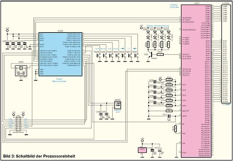Schaltplan einer Prozessoreinheit mit LCD-Display