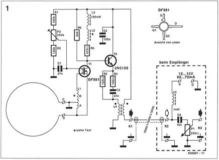 Schaltplan eines HF-Empfängers mit BF981 FET