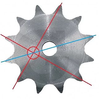 Metallisches Zahnrad mit farbigen Linien