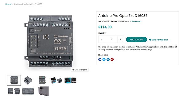 Arduino Pro Opta Ext D1608E Produktseite