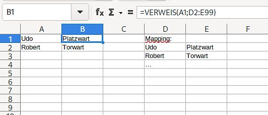 Excel-Tabelle mit VERWEIS-Formel