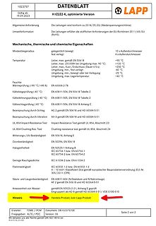 Datenblatt für Lapp Kabel H1Z2Z2-K
