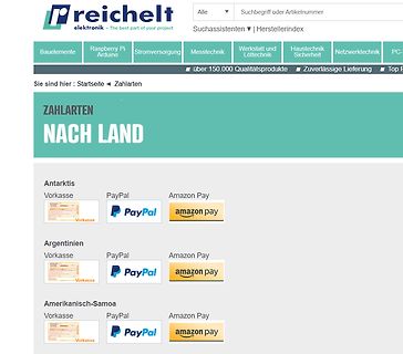 Screenshot der Webseite von Reichelt Elektronik