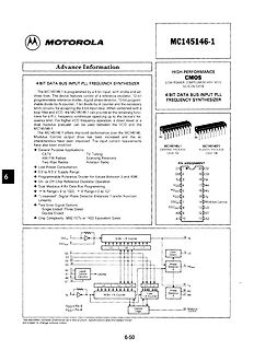 Datenblattseite des Motorola MC145146-1 Synthesizers