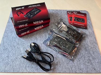 Verpackung und Inhalt eines joy-it ARD MEGA 2560R3 Sets