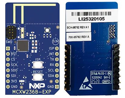 Vorder- und Rückseite eines NXP MCXW236B-EXP Development Boards