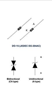 Darstellung einer Zener-Diode DO-15 mit Schaltzeichen