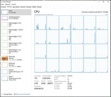 Windows Task-Manager Systemressourcen-Auslastung