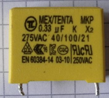 Gelber MKP X2 Entstörkondensator