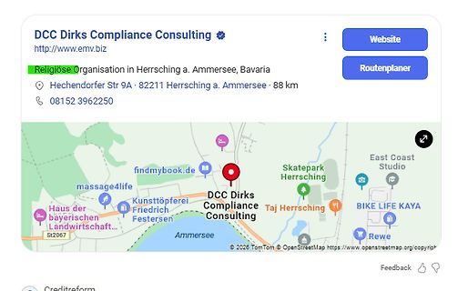 Google Maps Eintrag für DCC Dirks Compliance Consulting