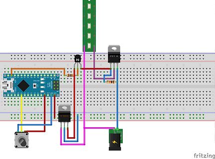 Fritzing-Schaltbild eines Arduino-Aufbaus auf Breadboard