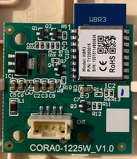 Bestückte grüne Leiterplatte mit WBR3 Modul