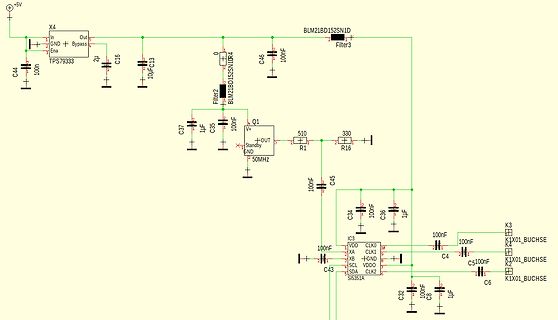 Schaltplan mit TPS79333 und Si5351A