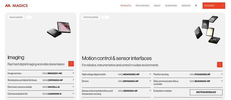 Website von Magics Produkten und Anwendungen