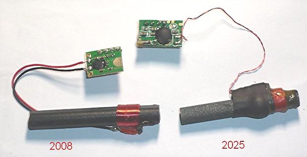Vergleich von zwei elektronischen Bauteilen mit Jahreszahlen
