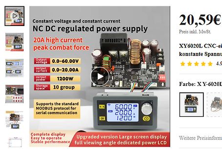 Produktseite eines XY6020L DC Netzteils