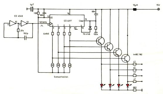 Schaltplan mit CD4019 und Transistoren