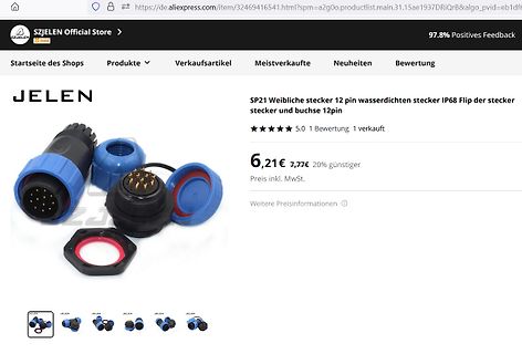 Wasserdichter 12-Pin Stecker und Buchse