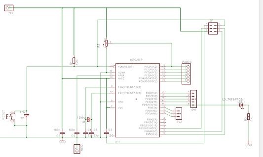 Schaltplan eines ATmega8-Mikrocontrollers