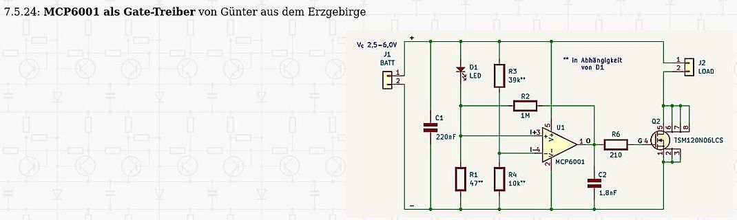 Schaltplan eines Gate-Treibers mit MCP6001