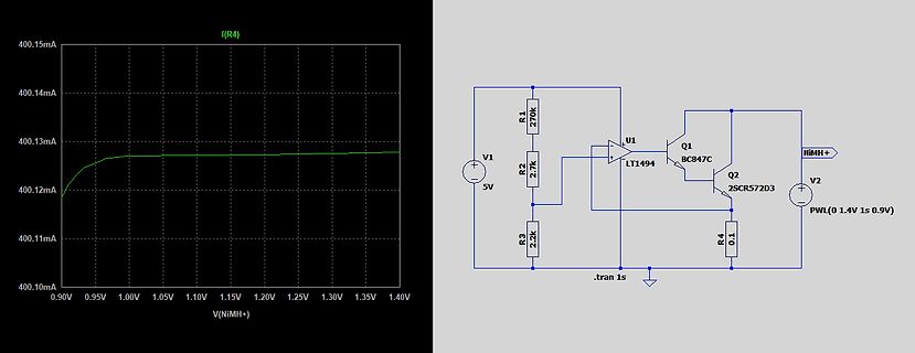 Simulation einer Konstantstromquelle mit LT1494 und Transistoren