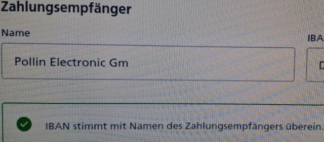 Ausschnitt einer Zahlungsmaske