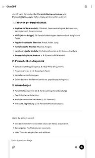 ChatGPT Text über Persönlichkeitspsychologie
