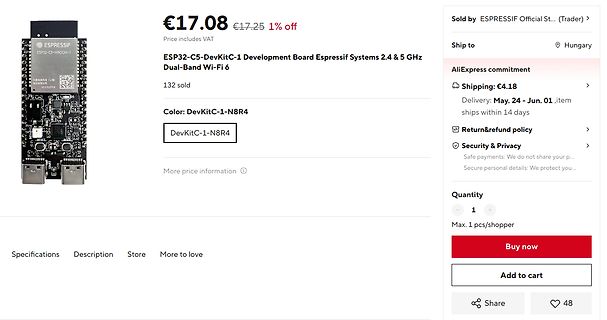 AliExpress Produktseite ESP32-C5 DevKitC-1