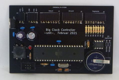 Bestückte Leiterplatte eines Big Clock Controllers
