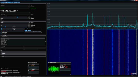 Software-Screenshot einer SDR-Spektrum-Analyse
