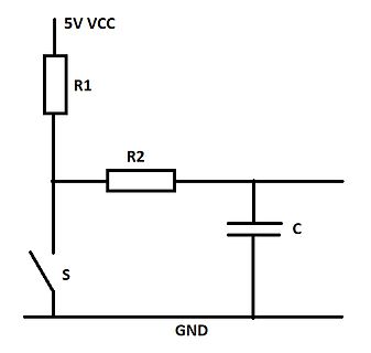 Schaltplan eines RC-Glieds mit Schalter