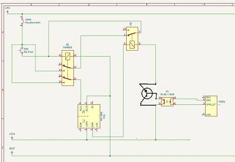 Schaltplan mit Relais, Netzteil und LED-Modul
