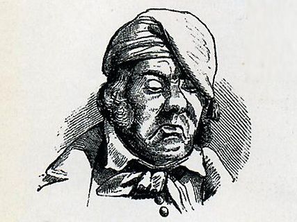 Schwarz-Weiß-Illustration eines Mannes mit Kopfbedeckung
