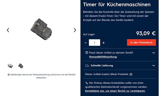 Ersatz-Timer für Küchenmaschinen