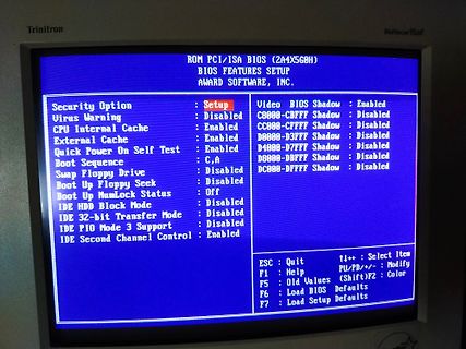 BIOS Setup Menü auf einem Monitor